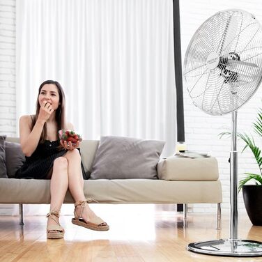 Вентилятор Cecotec EnergySilence 620 RetroDesk: 40W, хром, діаметр 30.5 см, 4 лопаті, 3 швидкості, осциляція, регулювання висоти