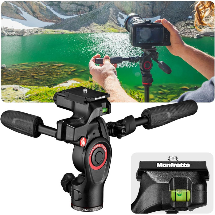 Штатив Manfrotto Befree Advanced 3-Way з тріножкою та fluid head з алюмінію для камер та відеокамер до 6 кг, ультракомпактний, аксесуари для фото та відео