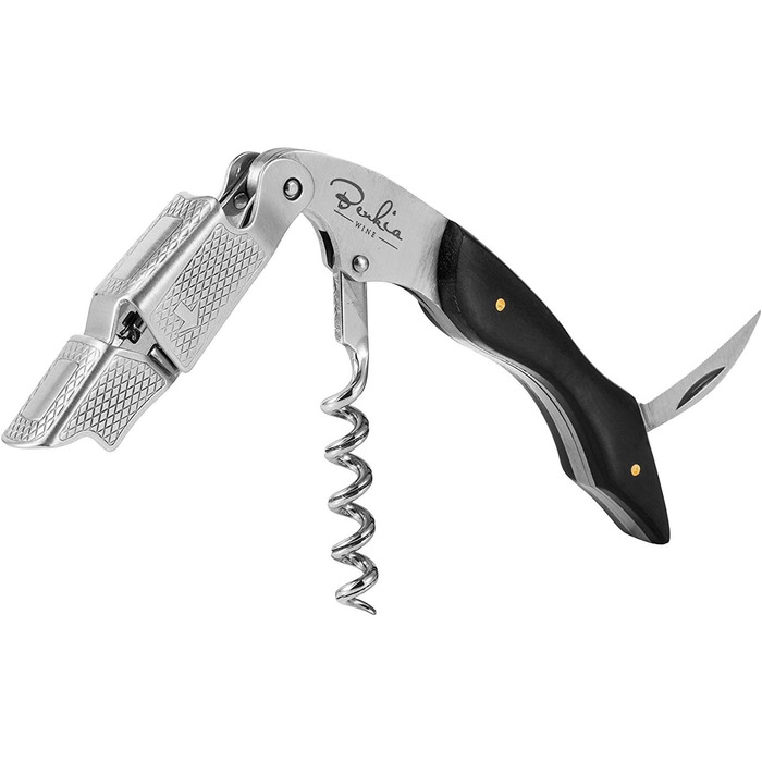 Ніж для офіціантів з нержавіючої сталі - професійний штопор для ресторанів з відкривачем пляшок та різаком фольги + електронна книга з порадами щодо вина (чорний)