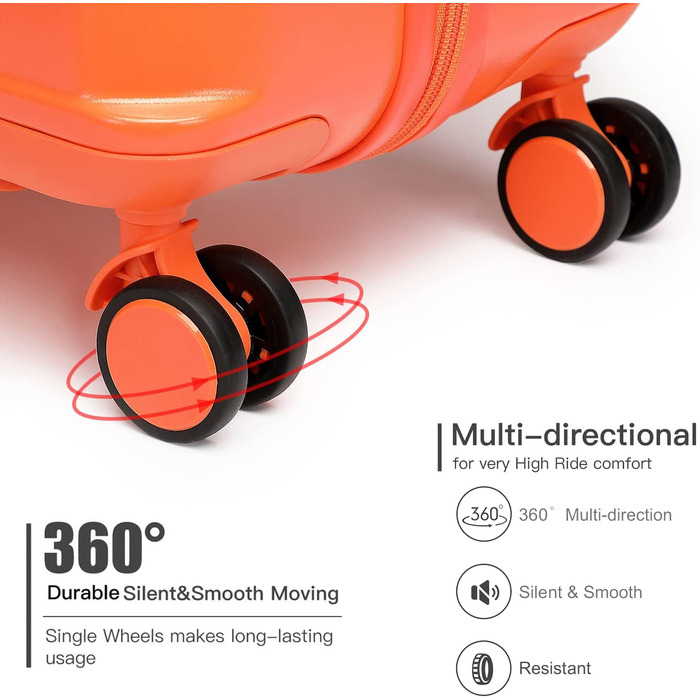 Чемодан British Traveller для ручної поклажі, середній, 64*43*26.5 см, з TSA-замком, ABS+PC, помаранчевий