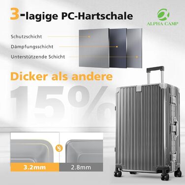 Чемодан ALPHA CAMP XL з алюмінієвим каркасом та полікарбонатною оболонкою, 93л, з TSA замком, 77x36x40 см