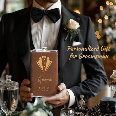 Набір фляг з гравіюванням гір, фляга з нержавіючої сталі 8oz/237ml, персоналізований подарунок на день народження, персоналізовані подарунки для чоловіків, кемперів, мандрівників (сірий) (Braun-design 5, 355ml/12oz)