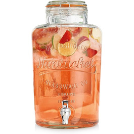ORION GROUP Retro Drink Dispenser | 6.7 L | Glass Lemonade Dispenser Tap | Bottle with Tap Glasses Drinking Glasses Cocktail Drinking