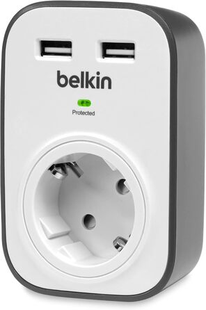 Мережевий фільтр Belkin з USB, 8 розеток + 2 USB, 2.4A, 2м, для дому та офісу