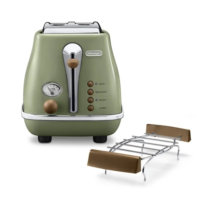 Тостер De'Longhi Icona Vintage CTOV 2103.GR, оливково-зелений, 900 Вт