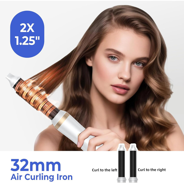 Airstyler 5 в 1: Фен-щітка, плойка, стайлер для об'єму, укладання та випрямлення волосся, 1000W, білий