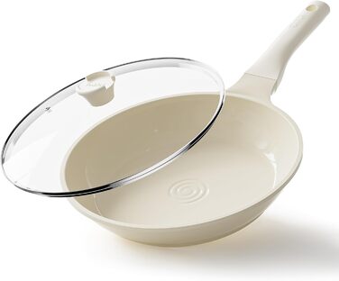 Redchef 28cm Ceramic Non-Stick Frying Pan with Lid - Induction Compatible, Durable, PTFE, PFOA & PFAS Free (Beige)