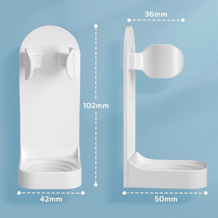 Дзеркальний тримач для електричних зубних щіток HOMMAND (2 шт.) - настінний, універсальний, білий