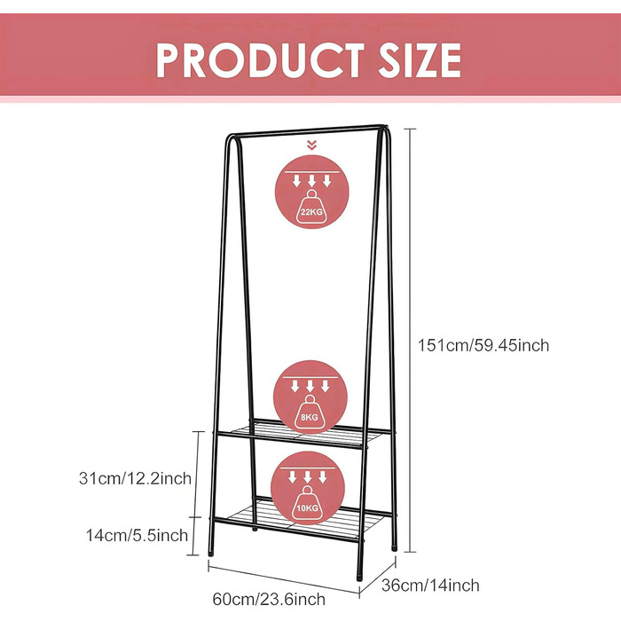 Стійка для одягу на коліщатках, чорна - для зберігання одягу