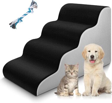 Східці для собак та котів JUOIFIP, 4 сходинки, для маленьких порід, чорного кольору, миючий, антиковзкий