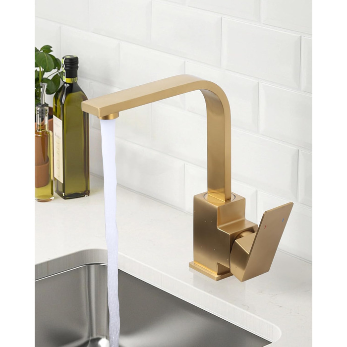 Кухонний змішувач з нержавіючої сталі, поворотний на 360°, для кухні, вантажівки, ванної кімнати, золотий
