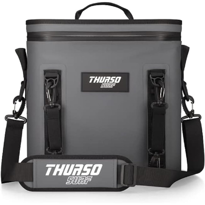 Thurso SURF Soft Cooler 24 Can — Термосумка для напоїв на 24 банки, 48 годин ізоляції, водонепроникна, для пляжу, кемпінгу, каякінгу, паделбордингу (сірий/чорний)