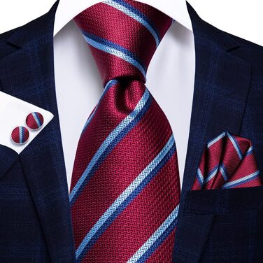 Комплект чоловічих краваток Hi-Tie Classic (4 шт): шовкові краватки, нагрудна хустка, запонки, зажим для краватки, однотонні та з візерунком Paisley