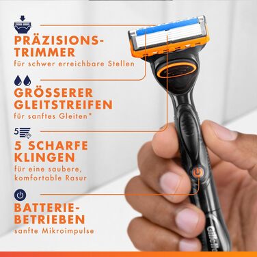 Бритва Gillette Fusion 5 Power для чоловіків, електрична станок для вологого гоління, металева, чорна, 1 шт