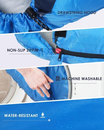 Lightweight Waterproof Sleeping Bag for Adults - Cold Weather Backpacking Sleeping Bag for Camping, Hiking, and Outdoor Travel | Includes Compression Bag