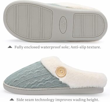 Чантом'ю жіночі домашні тапочки з меморі-піною, теплі, з штучним хутром, для дому, антиковзаюча підошва, 40/41 EU, зелені