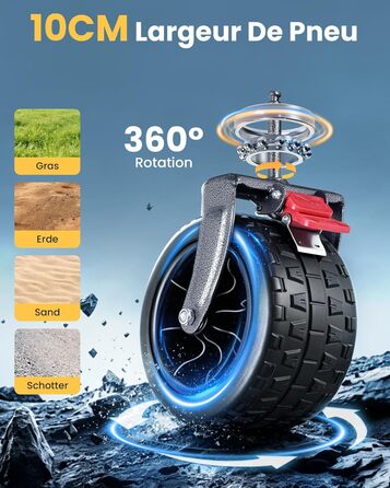 Візок-садовий YEAUPE PRO 260L, вантажопідйомність 250 кг, гальма, колеса All Terrain 17x10 см, чорний