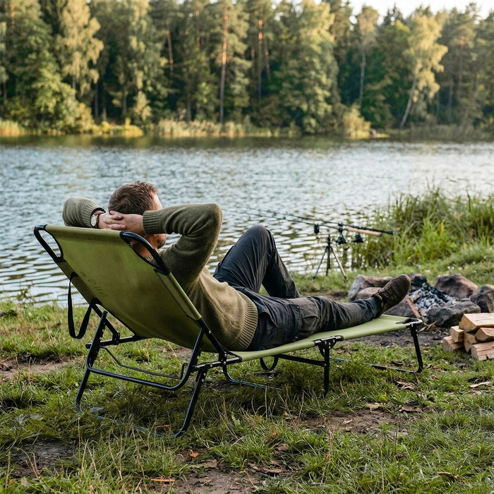 Розкладне ліжко NILS CAMP NC3026 Military з регульованою спинкою