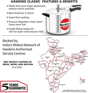 Скороварка Hawkins Classic CL40 з алюмінію, 4 л, компактна, срібна