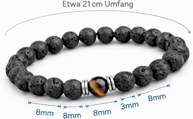 Браслет чоловічий 9 O'Clock Perlenarmband з оніксу 8мм, еластичний, ручної роботи (Німеччина), чорно-коричневий