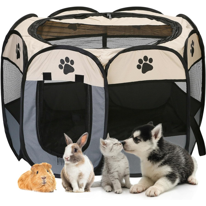 Трансформер-переноска для тварин, портативна, м'яка, Pop-Up, для собак, котів та кошенят, сітка, дихаючий матеріал, для дому та вулиці, темно-коричнева (Маленька, Сіра)