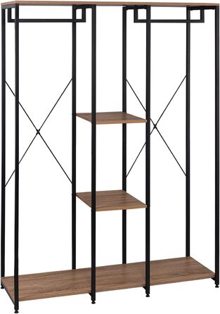 WOLTU XXXL Clothes Rack Freestanding with Shelf, Clothes Rail Wardrobe, Open Clothes Rod with Shoe Shelf for Bedroom, Wood and Steel, Black + Light Oak
