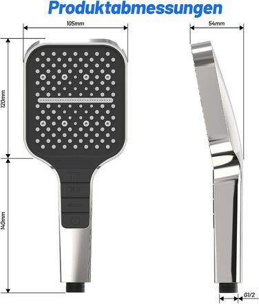 Насадка для душу VEHHE з економним споживанням води, 7 режимів, дощова лійка з кнопкою зупинки, регулюванням однією рукою та силіконовою форсункою, що запобігає засміченню, велика душова лійка, підвищення тиску води (срібна), 7 режимів / срібна