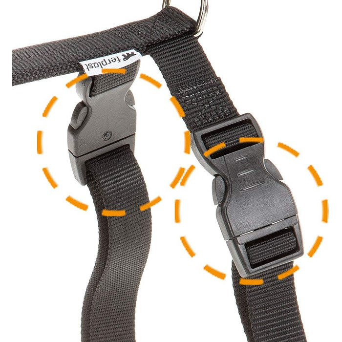 Шлейка для собак Ferplast Champion, великі породи, чорна, регулюється в 3 точках, обхват грудей 78–120 см (XXL)