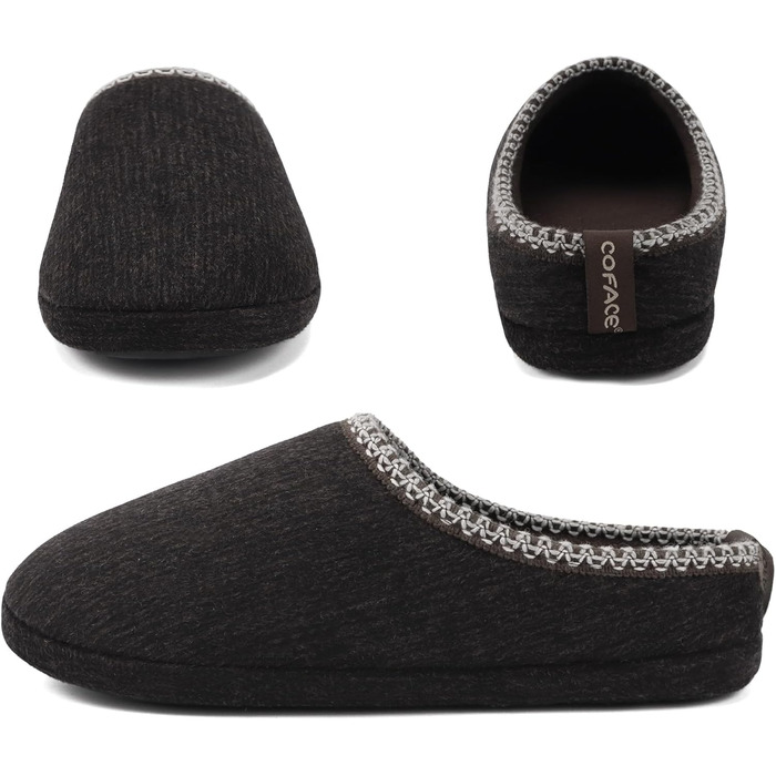 Тапочки чоловічі COFACE з м'якою піною Memory Foam, зручні, для дому та вулиці, темно-коричневі, 47 EU