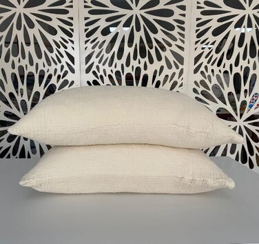 100% Cotton Muslin Throw Blanket, 4-Layer, Soft Turkish Cotton, Muslin, Reversible, Ivory (2 King Size Pillowcases 20 x 35 inches)