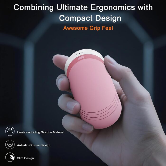 Електричні грілки для рук Karecel 2 шт., акумуляторні, з силікону, 6000mAh, рожеві