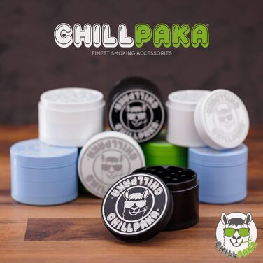 CHILLPAKA Преміум керамічна подрібнювач-гріндер для трав, 63 мм, білий, з антипригарним керамічним покриттям, лопатка та щіточка в комплекті