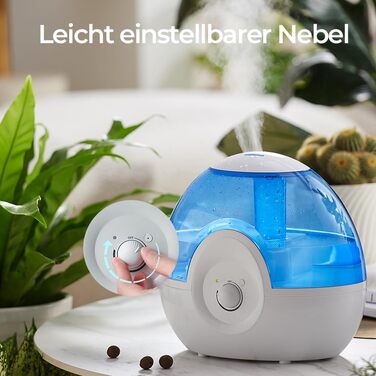 Зволожувач повітря Raydrop 2.2L для спальні, ультразвуковий, тихий (28dB), з нічним підсвічуванням (блакитний)