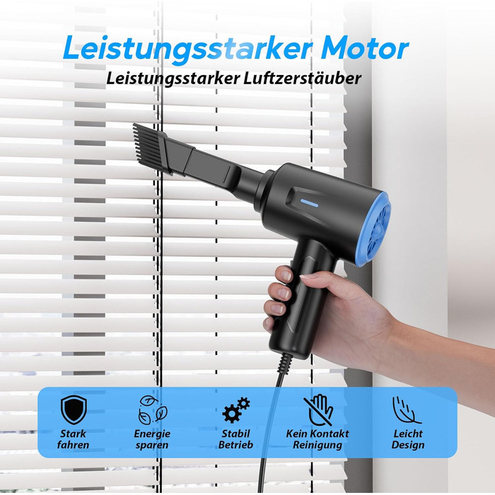 Електричний пилосос для очищення поверхонь - 500W, 5.74oz, комплект для ноутбука, клавіатури, авто, офісу (блакитний)