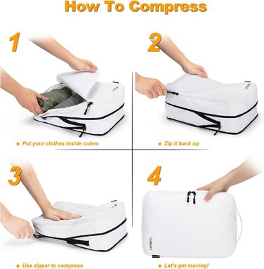 Органайзер для валізи 8 шт. Набір упакувальних сумок для подорожей, косметичка (білий)