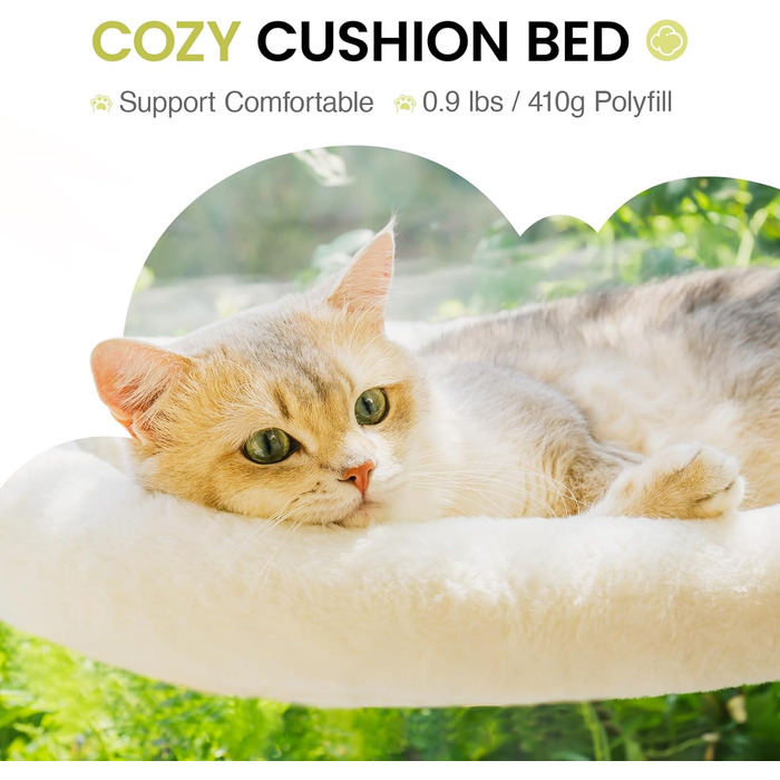 EWOOFUN Large Cat Hammock Window Perch - Removable Thick Cover - Foldable, Stable, 4 Strong Suction Cups, Holds 18kg (White), (Camel, M)