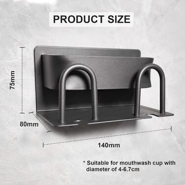 Toothbrush Holder with 2 Brush Slots, Wall Mount, Self-Adhesive Bathroom Storage, Grey (2 Compartments)