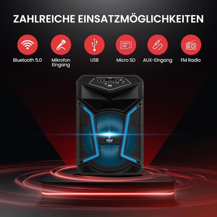 Портативна Bluetooth колонка Pyle 1680 Вт з мікрофоном, колесами та LED-підсвіткою для караоке та вечірок