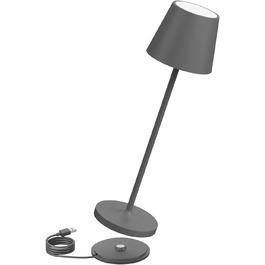 LED настільна лампа K-Bright з димуванням, акумуляторна | Внутрішнє та зовнішнє використання | Природне світло | Водостійка IP54 | 240LM | USB зарядка | Темно-сірий