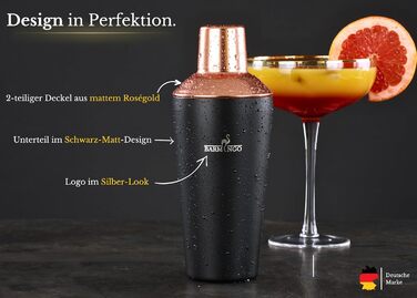 BARMINGO Stainless Steel Cocktail Set - 11 Piece Bar Set with Stand & Accessories | Cocktail Shaker Set | Bartender Set | Cocktail Mixing Set | Gift Set