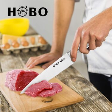 Набір кухонних ножів HOBO Profi 5 шт, з нержавіючої сталі, гострі, неслизька морозостійка ручка – кухарський, для хліба, сантоку, універсальний, овочевий
