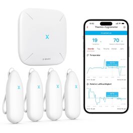Wi-Fi гігрометр-термометр X-Sense SBS50 для дому, контроль температури і вологості через додаток, 4 сенсори, база, сумісний з Alexa, передача даних, до 500 м