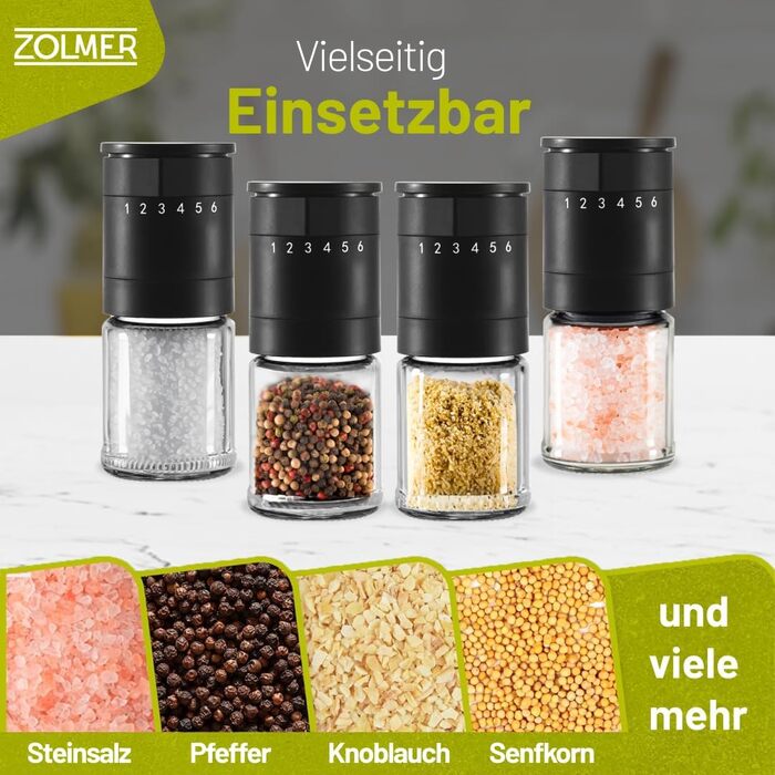 Набір з 2 перцемолок з керамічним механізмом та 6-ступеневим регулюванням – великі соляні та перцеві млини, чорний матовий, ручні, регульовані та з можливістю поповнення. Багатофункціональні