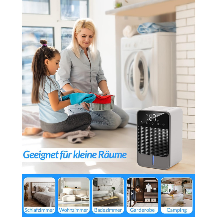 Електричний осушувач повітря Jialexin 1500 мл, портативний, тихий, з автовимкненням для квартири, ванної кімнати, підвалу та кухні