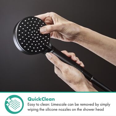 hansgrohe Vernis Blend - Showerhead, Hand Shower with 2 Spray Patterns, Round Shower Head (100 mm), Showerhead with Anti-Limescale Function, Matte Black, 26270670