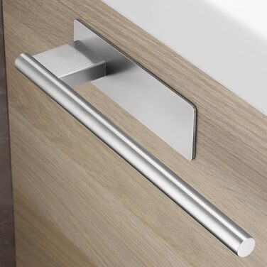 Тримач для рушників без свердління, на клейкій основі, 28 см, нержавіюча сталь, срібляний, односторонній