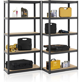 Juskys 2-Tier Heavy-Duty Steel Shelving Unit - 2x 180x90x40cm (H x W x D)