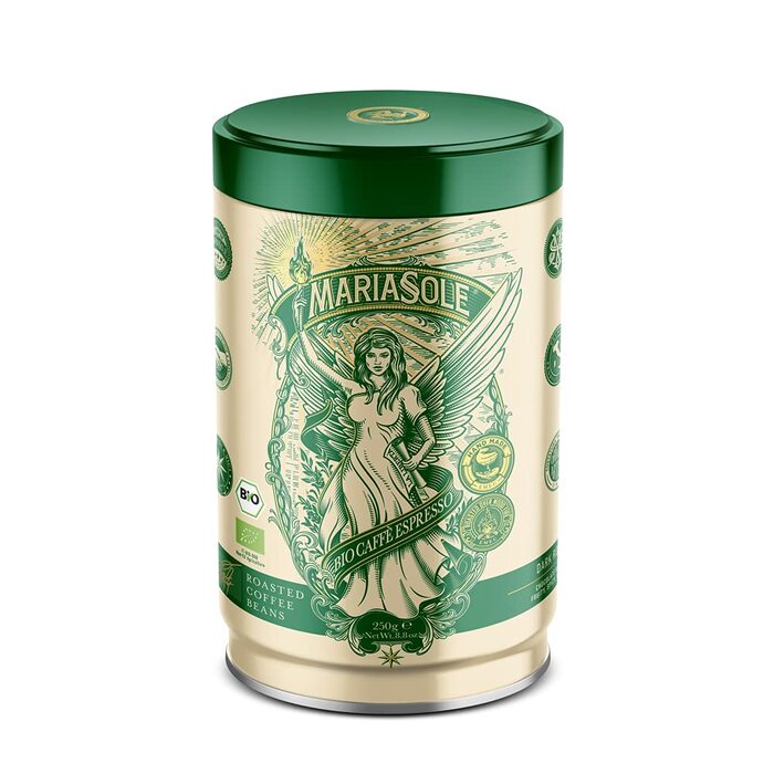 Органічна кава в зернах Mariasole Caffè Espresso, традиційне сицилійське обсмажування на дровах, преміум якість для кавомашин та ріжкових кавоварок, 250 г