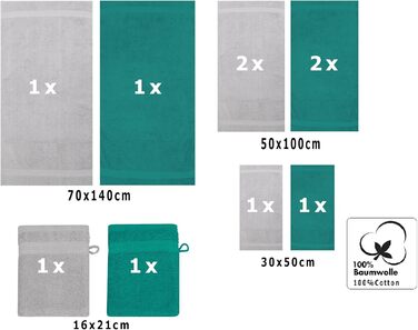 Набір рушників Betz 10 предметів, преміум якість, 100% бавовна, сірий та сріблястий (смарагдово-зелений та сріблястий)