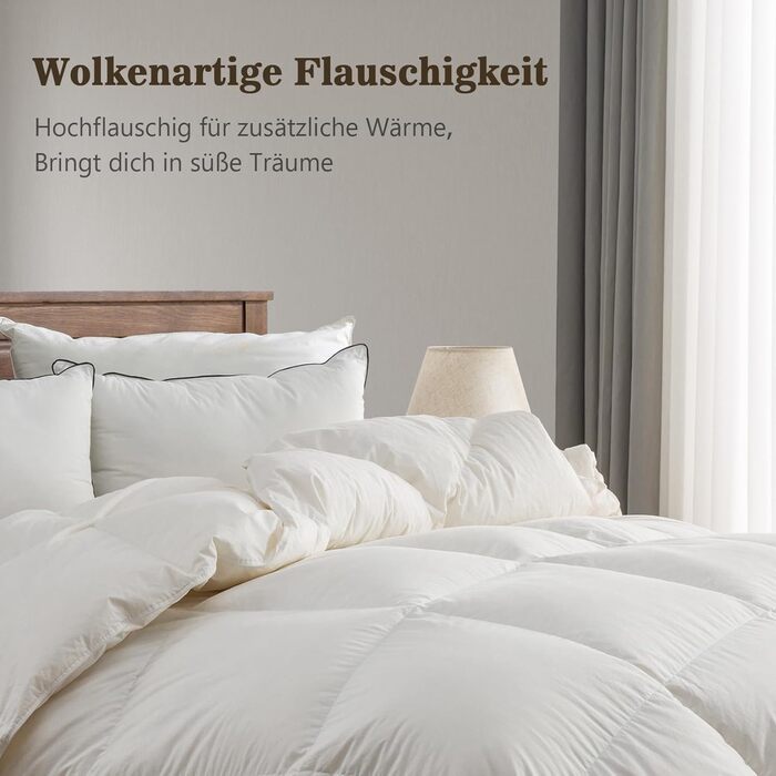 BPC Medium Down Comforter 200x200, All-Season Bedspread, Transitional Comforter | 100% Organic Cotton, Goose Down Filling, Öko-Tex and RDS Standard Comforter, 200x200 cm, Ivory White 200 x 200 cm Ivory White/All-Season